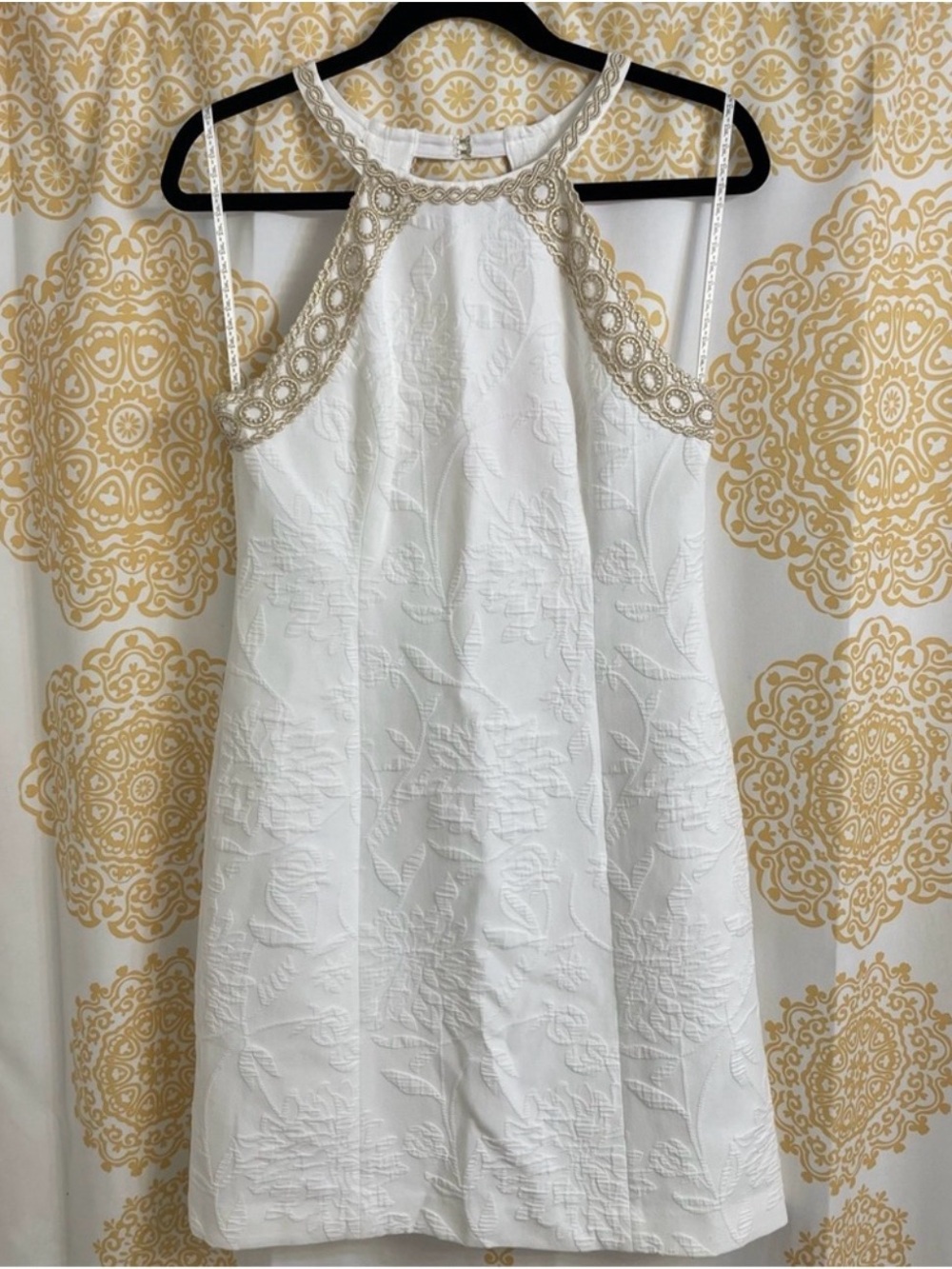 Lilly Pulitzer White Mini Dress with Gold Trim